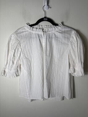 Katherine Kidd White Cotton Seam Pleated Shirt Sz S